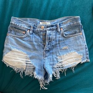 We the Free Free People Cutoff Destroyed Denim Jean Shorts size 25 EUC
